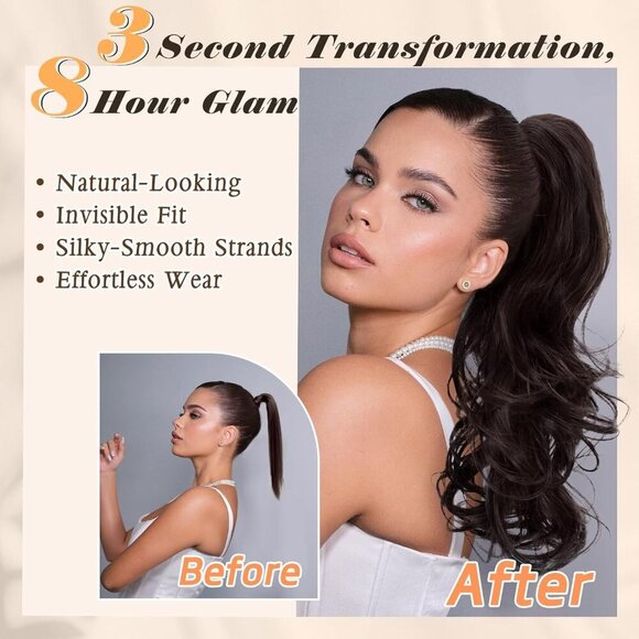 Dark Brown Ponytail Extension 18\